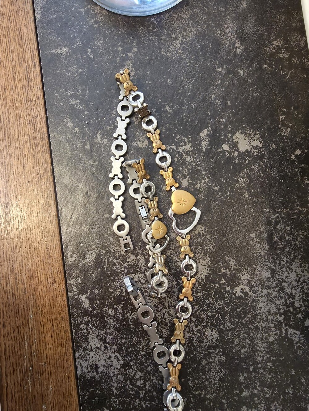 Two-Tone Gold & Silver Heart Link Necklace - Women's Jewelry And Bracelet